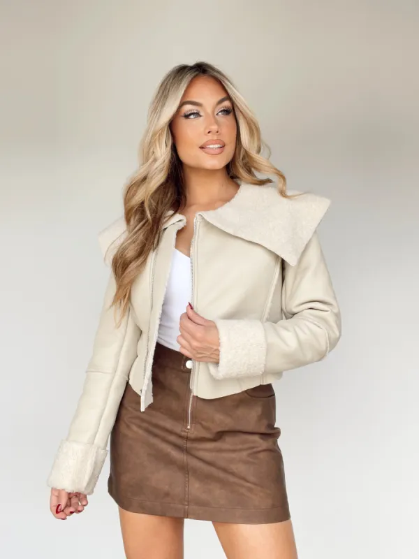 Faux Leather Shearling Jacket sold by LANE 201