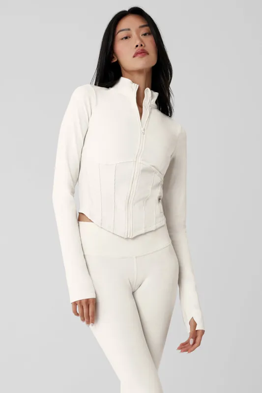 Airbrush Corset Full Zip Jacket - Ivory | Parallel