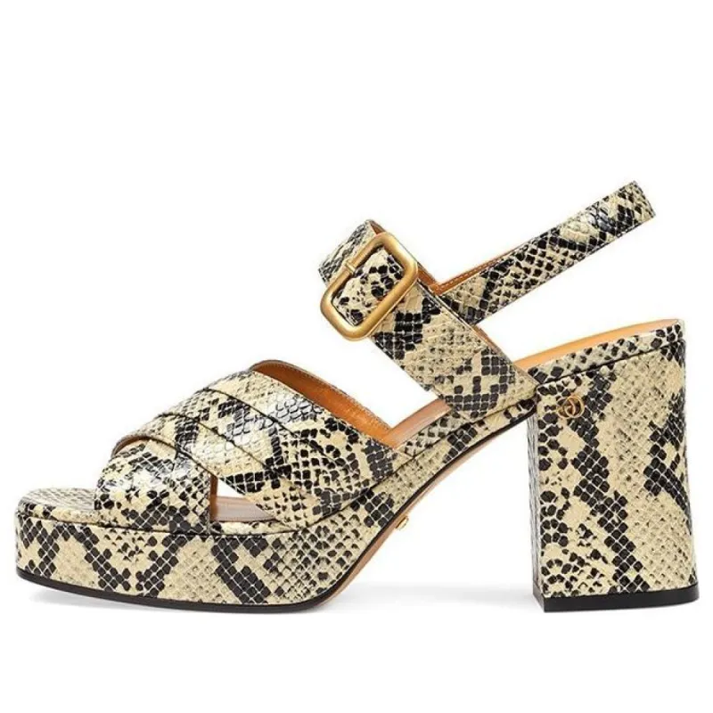 WMNS) GUCCI Python Print Platform Sandal 'Neutral' 656383