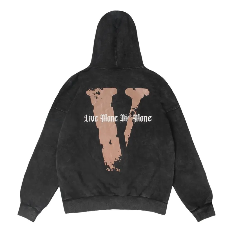 VLONE Live Alone Die Alone Hoodie 'Black Brown' VLHD24003-BK sold by KicksCrew