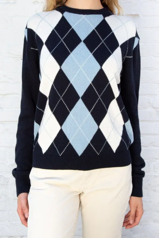 Bernadette Cotton Argyle Sweater sold by Brandy Melville