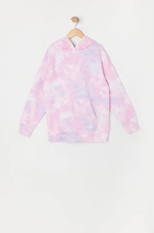 Girls Tie Dye Print Fleece Hoodie sold by Urban Planet