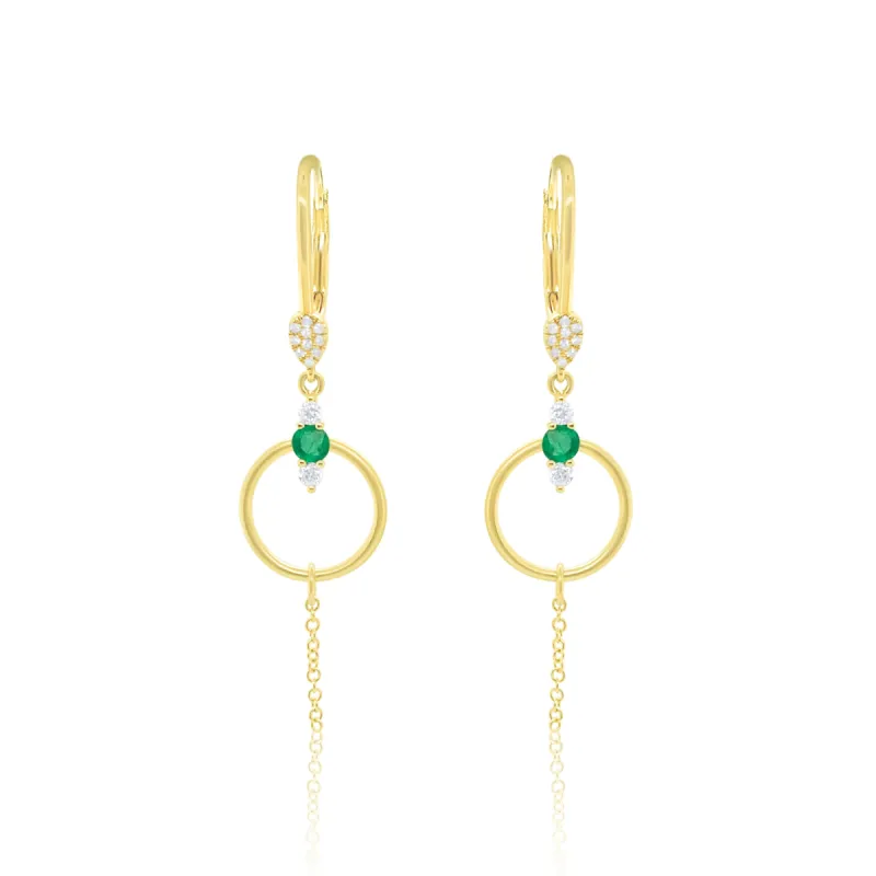 Brushed Gold and Emerald Fringe Earrings sold by Meira T