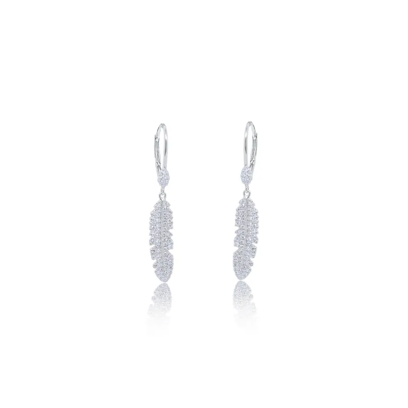 White Gold Diamond Feather Earrings sold by Meira T