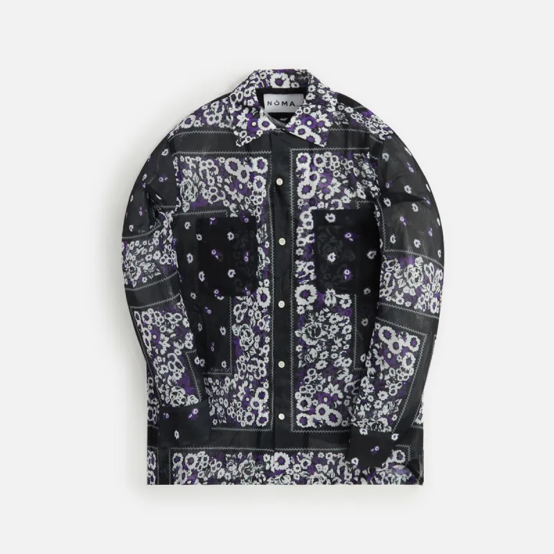 Noma Chiffon Open Collar Shirt - Draw Your Garden Black sold by Kith