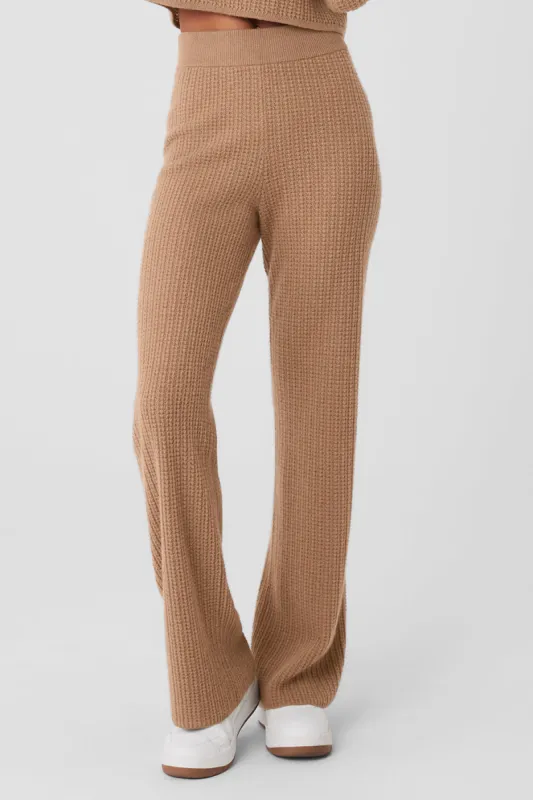 Cashmere High-Waist Plush Waffle Pant - Toasted Almond sold by Alo Yoga