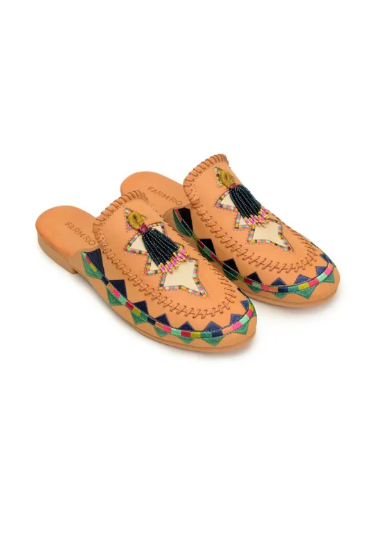 Colorful Stars Flat Mule sold by FARM Rio