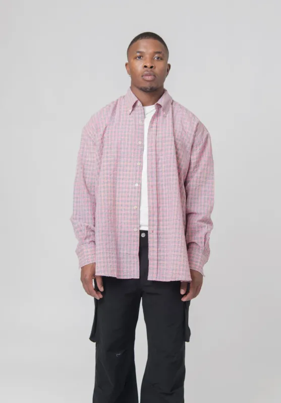 belbet Cropped checkered shirt M 円堂守着用 Borrowed BD Shirt Pink Kimble Check M4232BPK | Parallel
