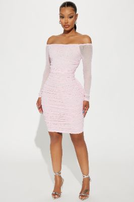 Amber Off Shoulder Midi Dress - Pink sold by Fashion Nova
