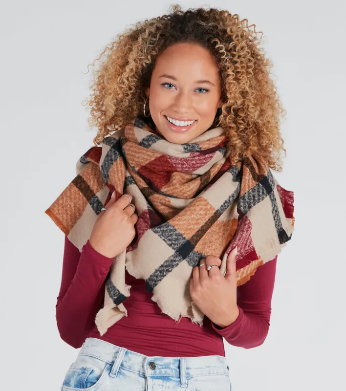 Cozy Time Large Plaid Scarf sold by Windsor