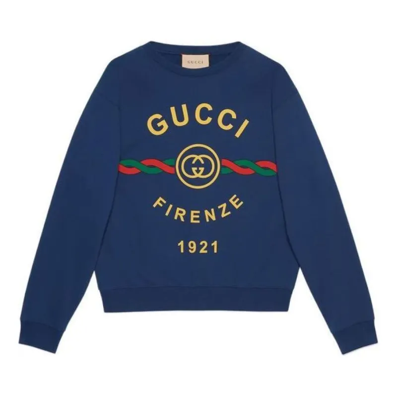 GUCCI Cotton Gucci Firenze 1921 sweatshirt 'Blue' 626990