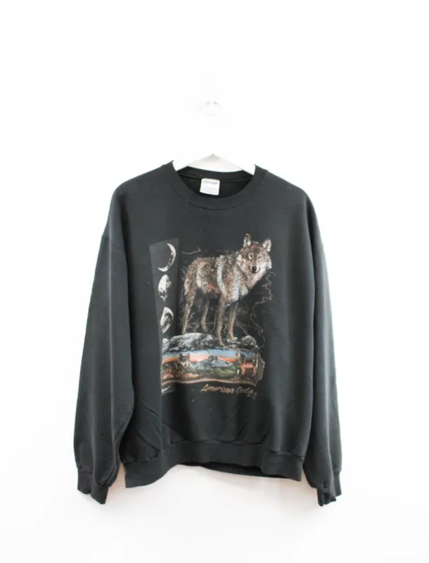 Vintage American Outdoors Wolves & Moon Crewneck sold by HG Vintage