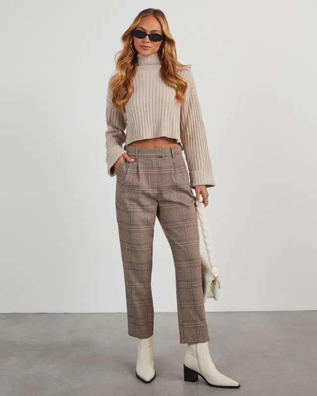 Benson Plaid Straight Leg Trouser Pants sold by Vici