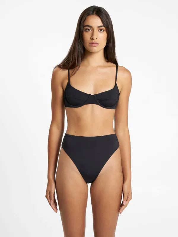 Thrills 90's High Cut Bikini Bottom - Black sold by Thrills