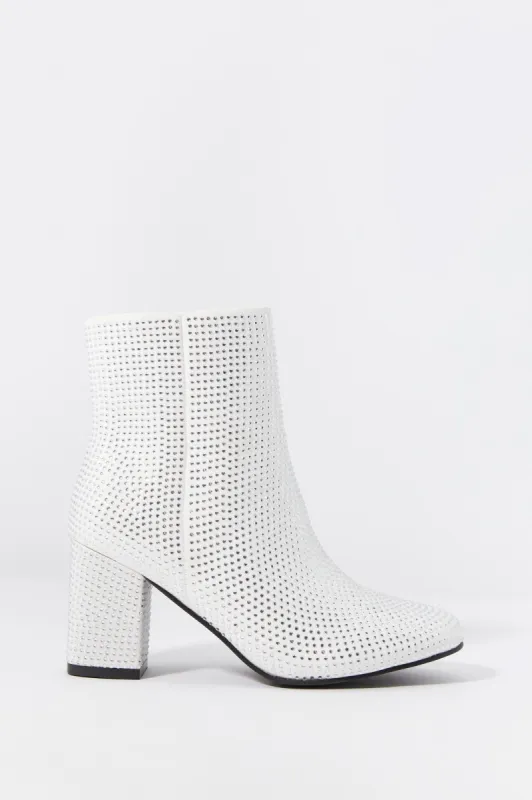Rhinestone Heeled Boot sold by Charlotte Russe