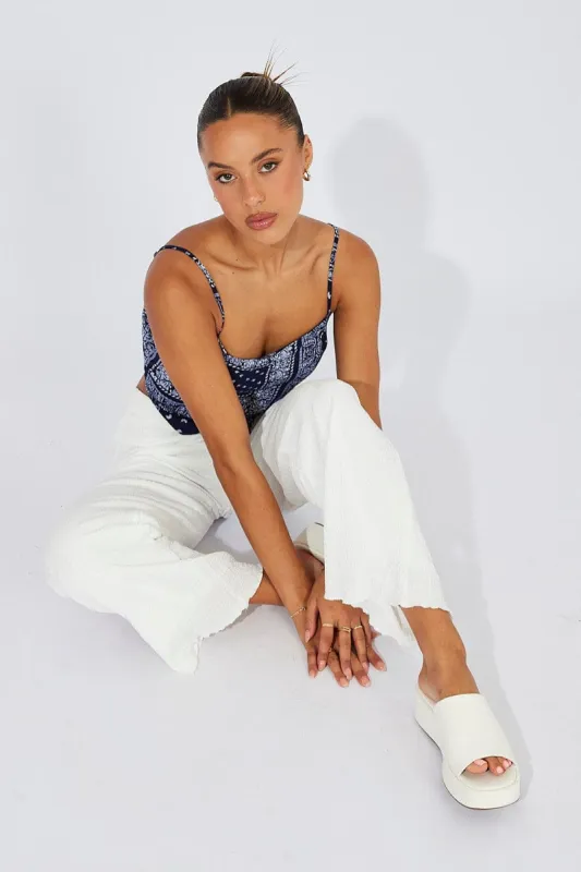 White Wide Leg Pants High Rise sold by Ally Fashion