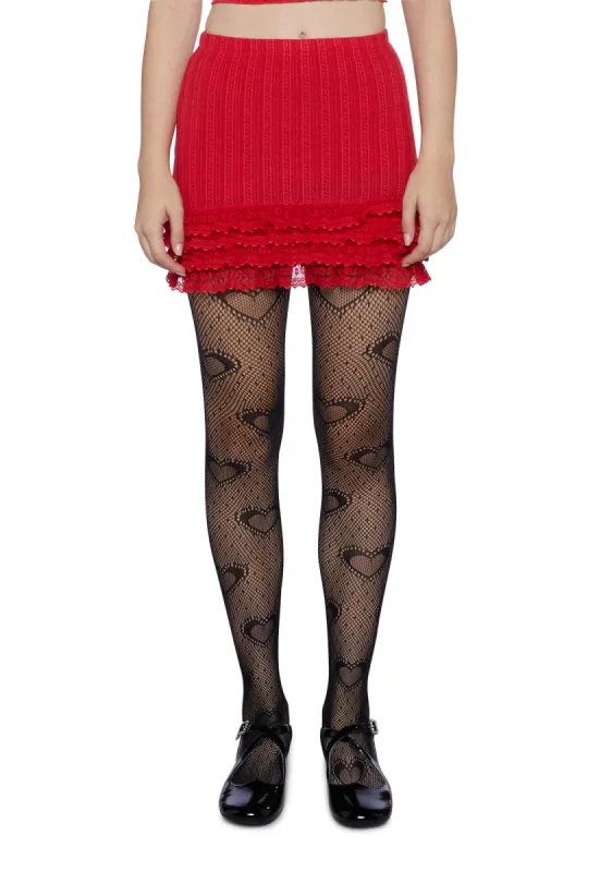 Mistletoe Moves Mini Skirt- Red sold by Dolls Kill