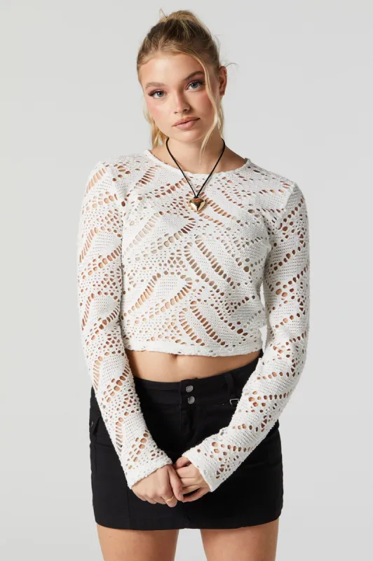 Crochet Long Sleeve Top sold by Urban Planet