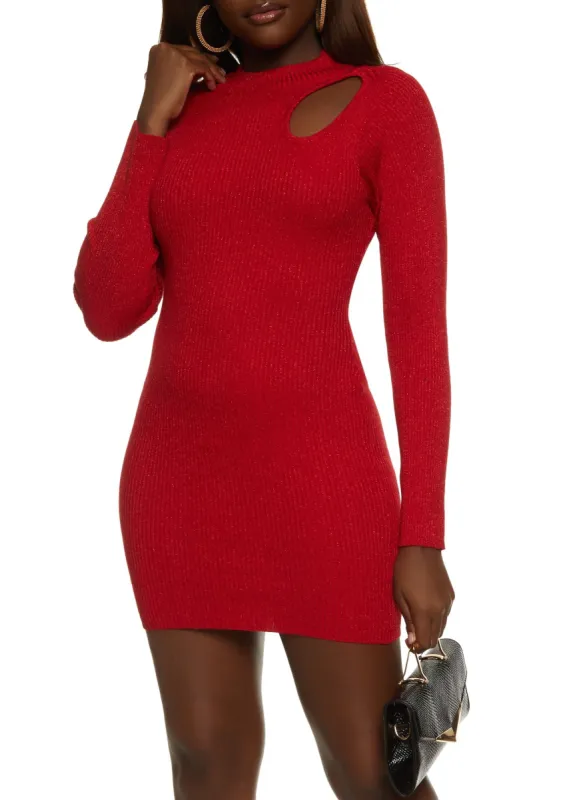 Lurex Ribbed Keyhole Detail Sweater Dress sold by Rainbow