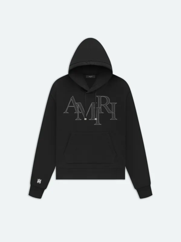AMIRI STAGGERED LOGO HOODIE - Black sold by AMIRI