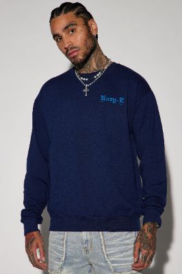 Eazy-E Crew Neck Sweater - Navy sold by Fashion Nova
