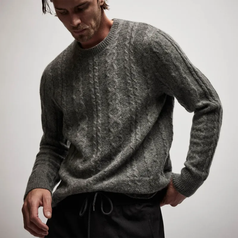 Mid Gauge Cable Knit Crew - Thunder sold by James Perse