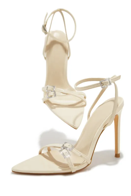 Glamorous Party Embellished High Heels - Bone sold by Miss Lola