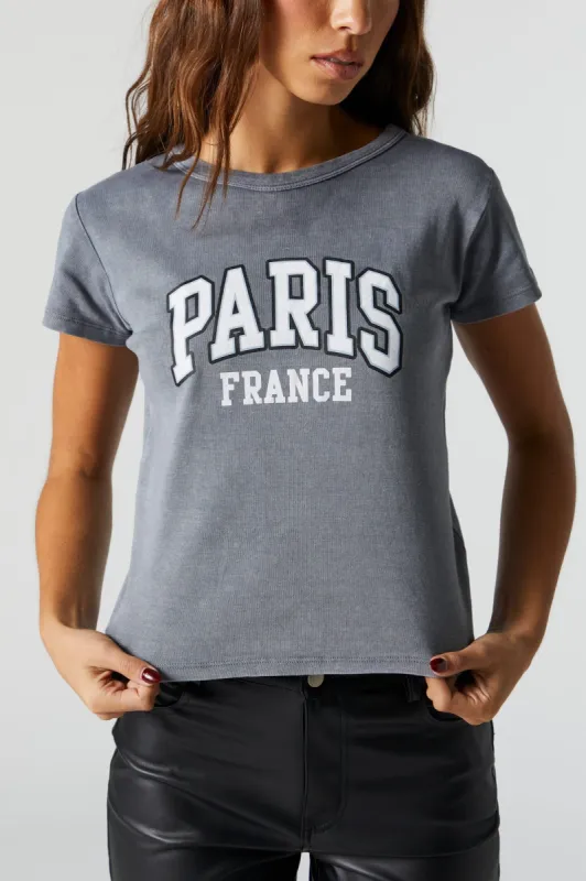 Paris France Graphic Washed T-Shirt sold by Urban Planet