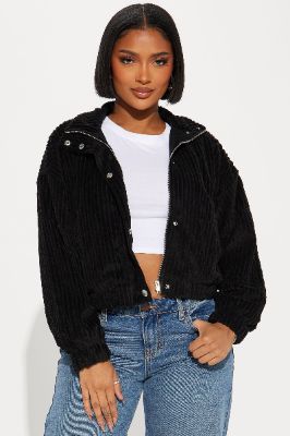 Nivea Corduroy Cropped Jacket - Black sold by Fashion Nova