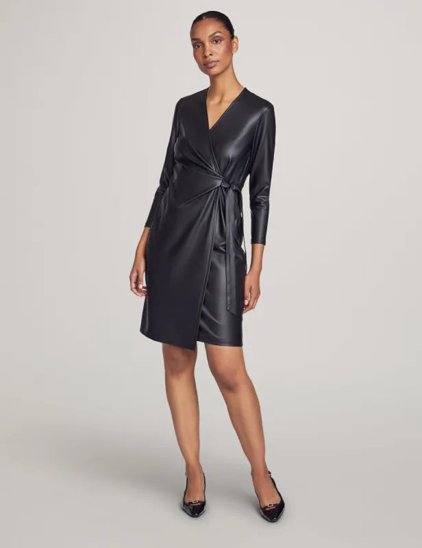 Vegan Leather Classic Wrap Dress- Sale sold by Anne Klein