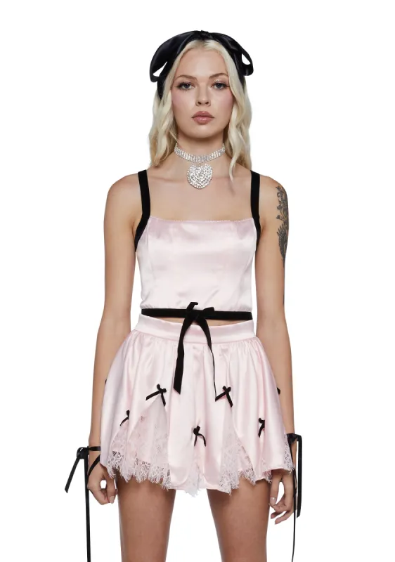 Sweet Kiss Satin Crop Top sold by Dolls Kill