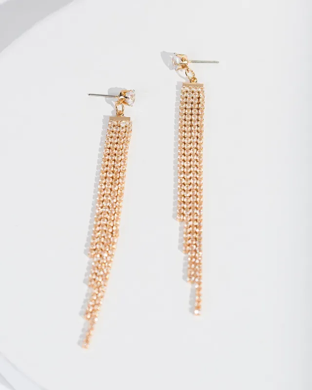 Gold Fine Crystal Tassel Earrings sold by Collete Hayman