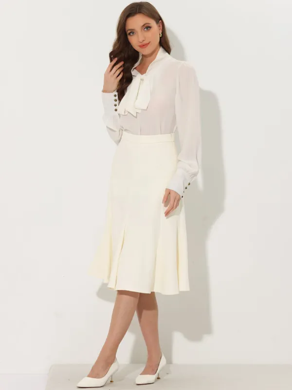 Side Zipper High Waist Elegant Flared A Line Midi Skirt sold by Allegra K
