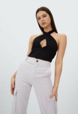 MIT NECKHOLDER ZUM BINDEN - Top - black sold by Zalando