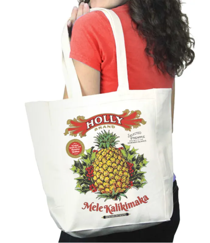 Holly Brand Mele Kalikimaka Pineapple Tote sold by Malibu Shirts