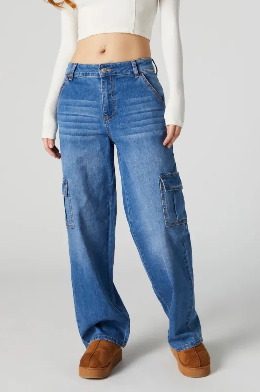 Jean cargo à jambe large délavé pâle sold by Urban Planet