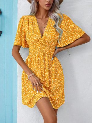 SHEIN VCAY Ditsy Floral Print Butterfly Sleeve Dress sold by SHEIN