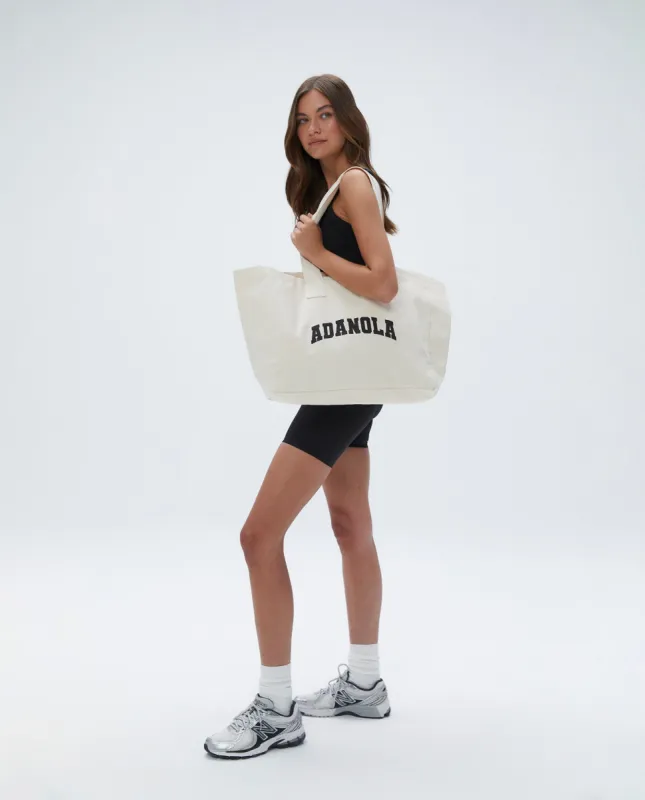 Varsity Tote Bag - Cream/Black sold by Adanola