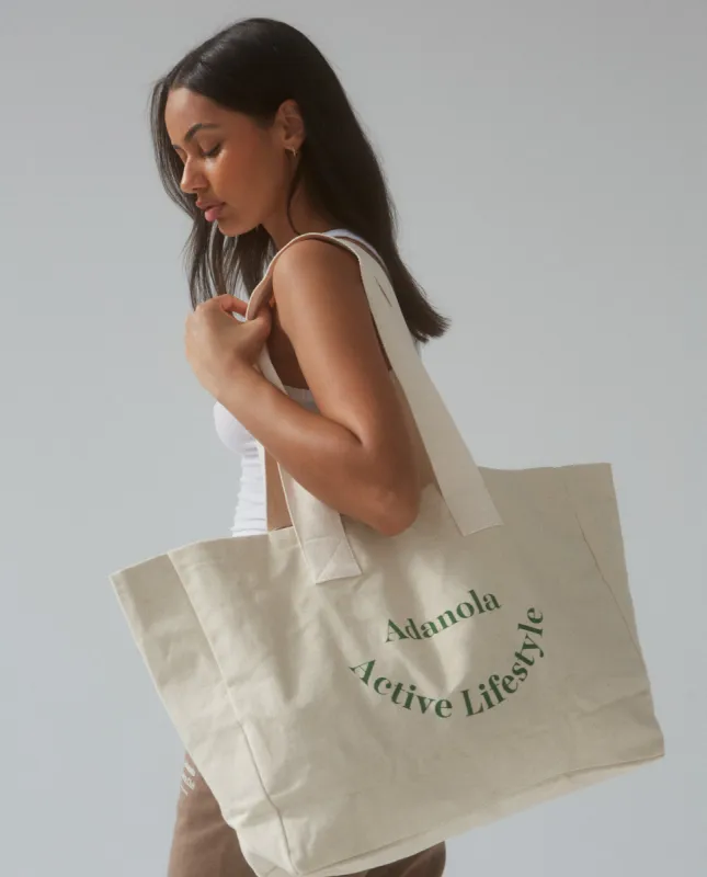 国内発送【ADANOLA】Active Lifestyle Tote Bag Active Lifestyle' Black & Nude Canvas Tote Bag | Adanola