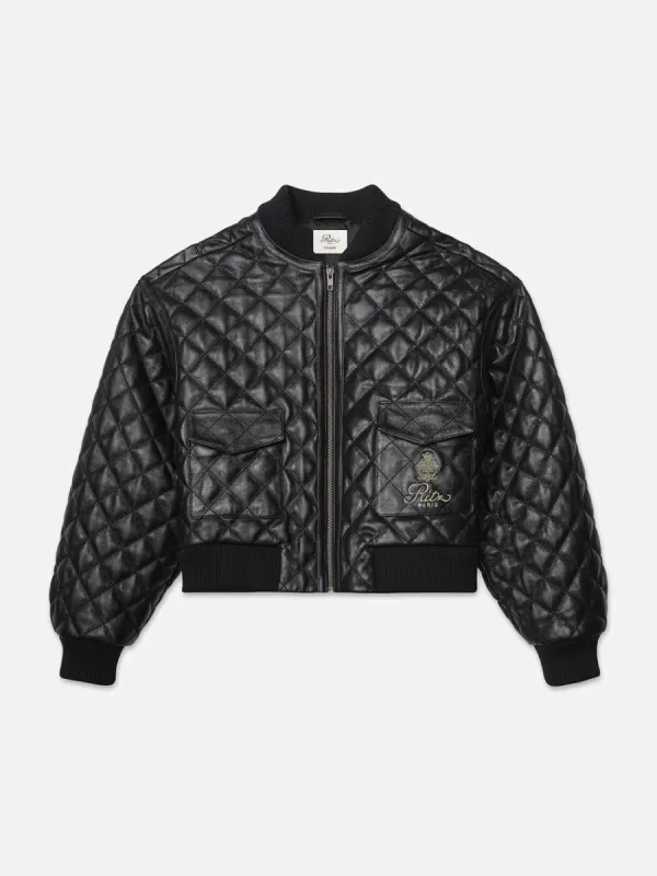 Ritz Women's Quilted Leather Bomber -- Black sold by Frame Denim