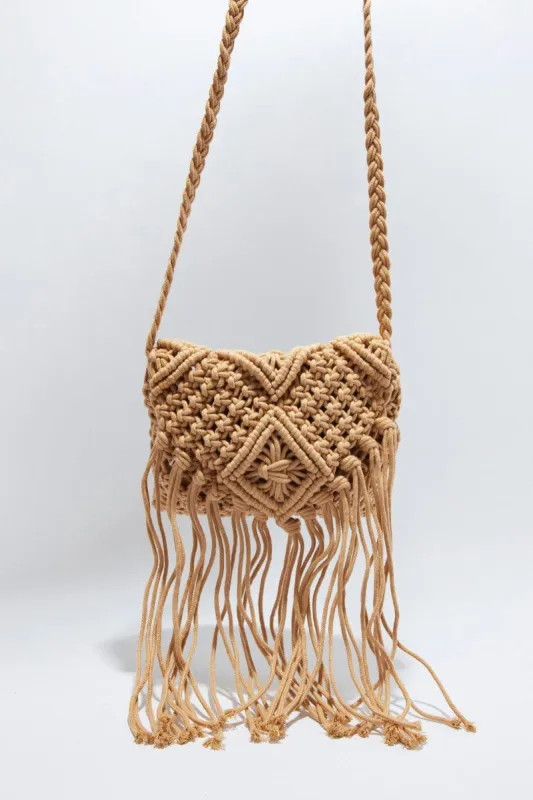 Brown Crochet Crossbody Bag sold by Ally Fashion