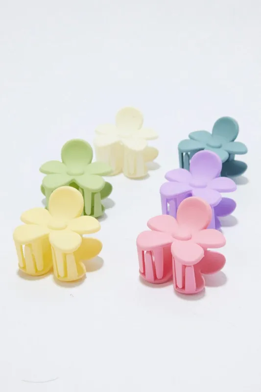 Multi 6 Pack Flower Claw Clips sold by Ally Fashion