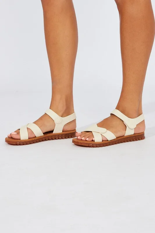 White Cross Strap Flat Sandals sold by Ally Fashion