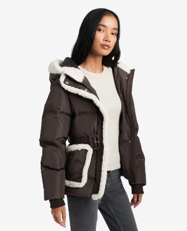 Hooded Puffer Jacket with Sherpa-Trim sold by Kenneth Cole