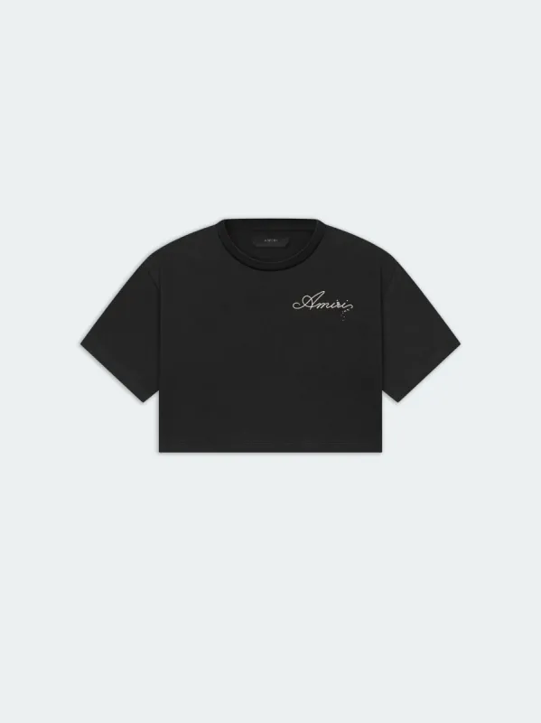 WOMEN - CHAMPAGNE CROPPED TEE - Black sold by AMIRI