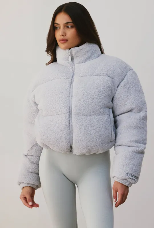 Puffer Jacket in Fog sold by Oh Polly