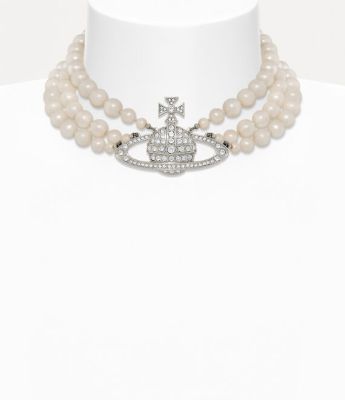 Three row pearl bas relief choker sold by Vivienne Westwood