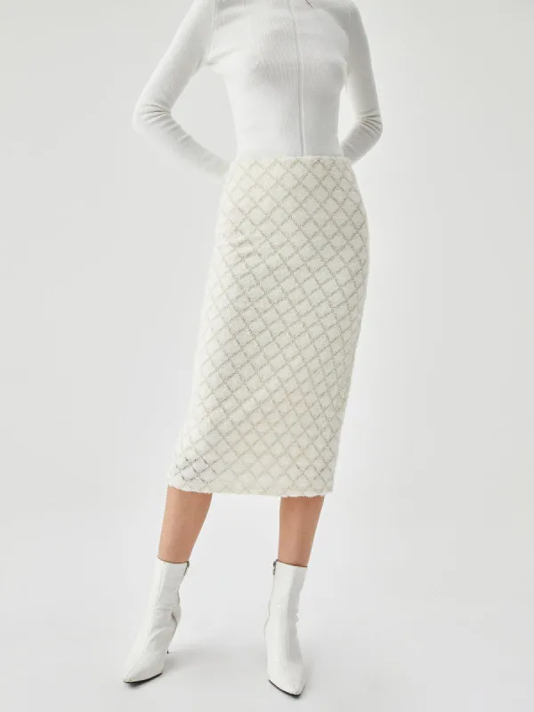 Lace Jacquard Midi Skirt sold by COMMENSE