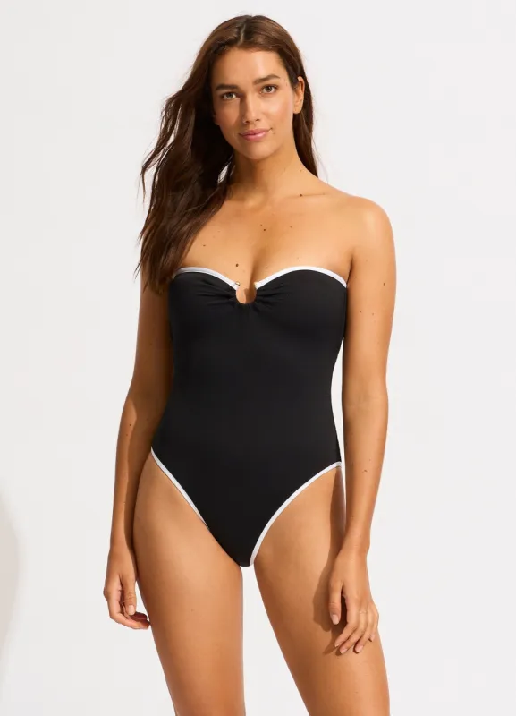 Beach Bound Ring Front Bandeau One Piece - Black sold by Seafolly