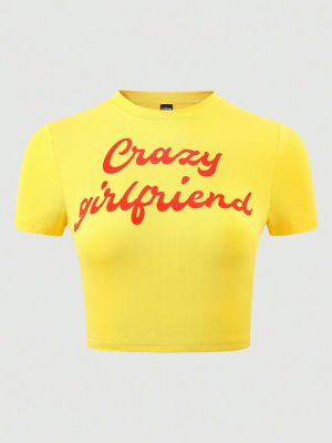 SHEIN ICON Slogan Graphic Crop Tee sold by SHEIN